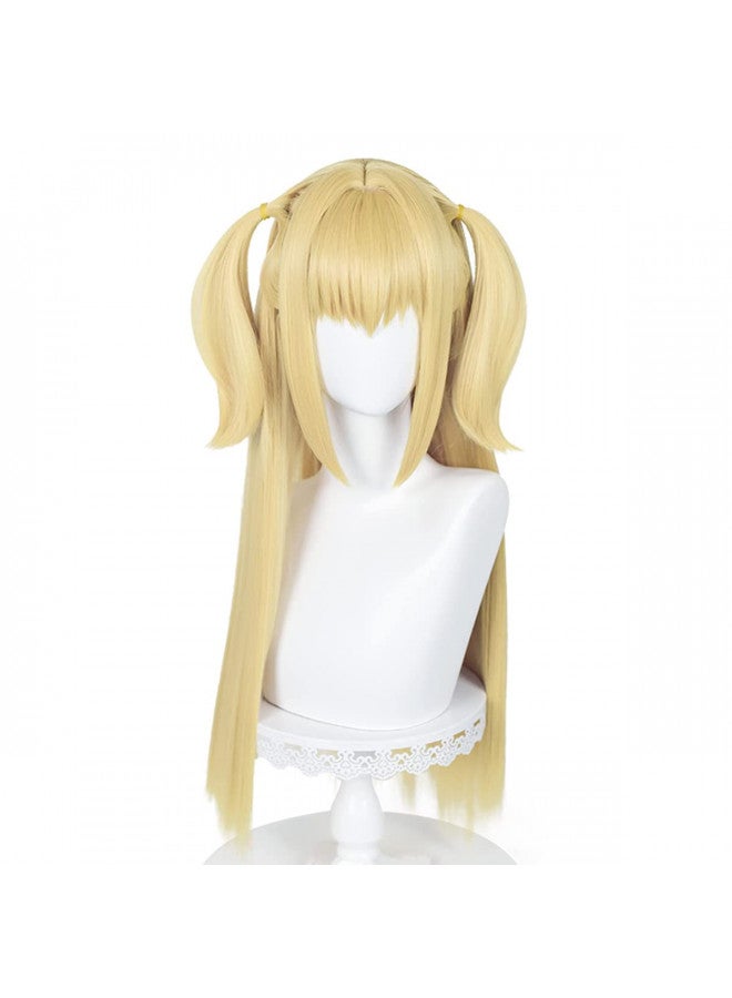 PWEINCY PWEINCY Long Gloden Ponytails Misa Amane Cosplay Wig with Bangs for Women Halloween Costume - Image 4