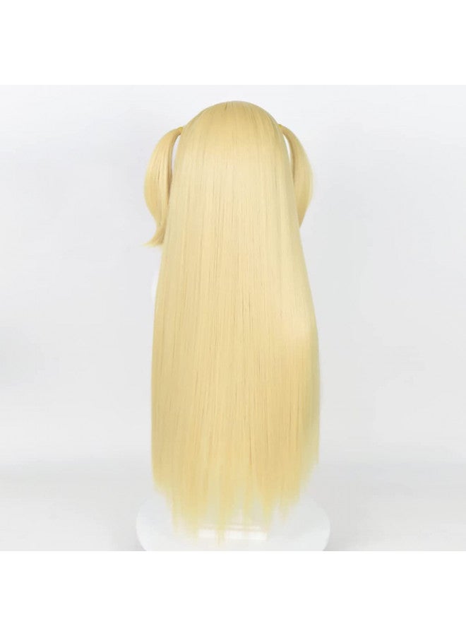 PWEINCY PWEINCY Long Gloden Ponytails Misa Amane Cosplay Wig with Bangs for Women Halloween Costume - Image 3
