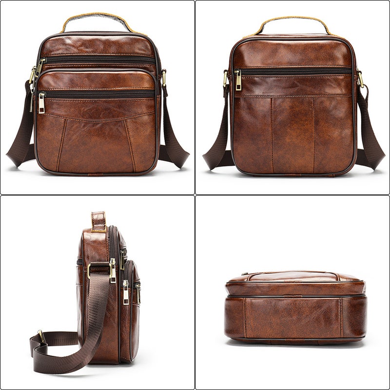 Niucunzh Men'S Genuine Leather Shoulder Bag Top Layer Cowhide Men'S Bag Vintage Crossbody Bag Russian Sale - Image 5