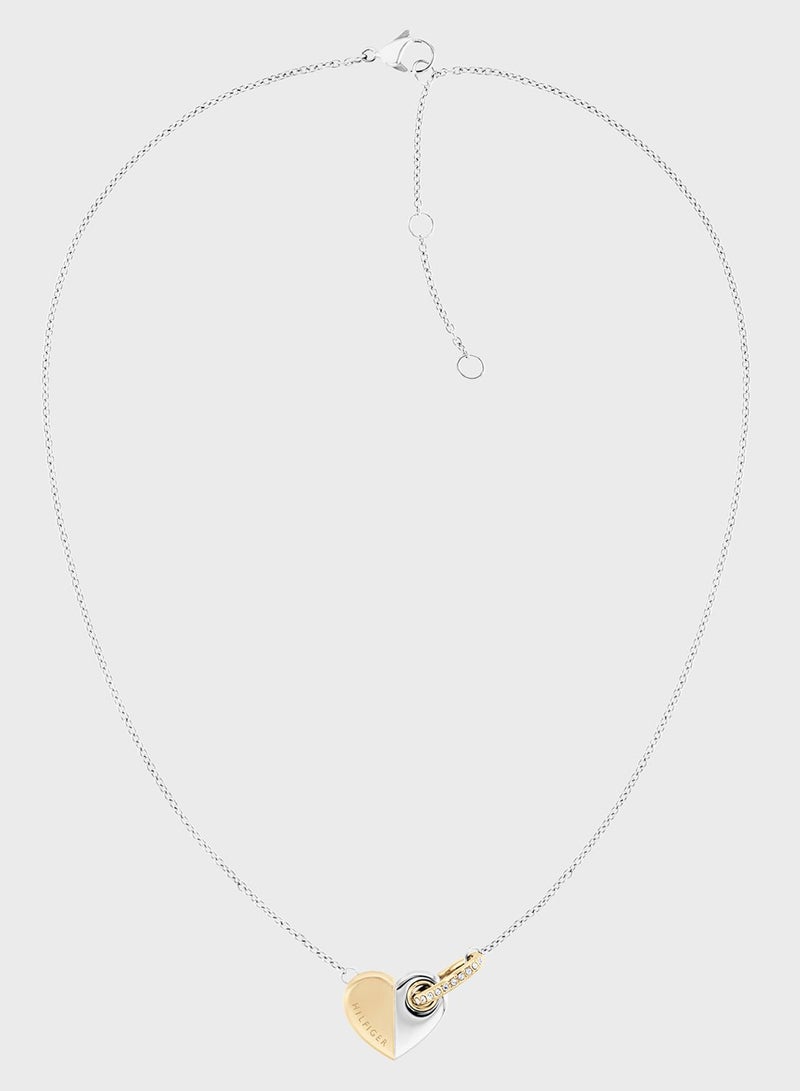 TOMMY HILFIGER Necklace in Two-Tone with a Heart Pendant - Image 1