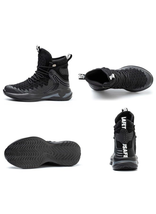 SYLPHID Steel Toe Boots for Men Safety Shoes for Women Work Sneakers Slip Resistant, Al66-black, 12.5 Women/11 Men - Image 2