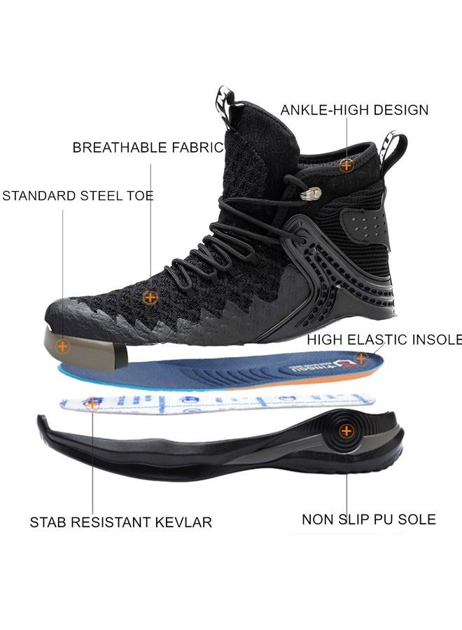 SYLPHID Steel Toe Boots for Men Safety Shoes for Women Work Sneakers Slip Resistant, Al66-black, 12.5 Women/11 Men - Image 3
