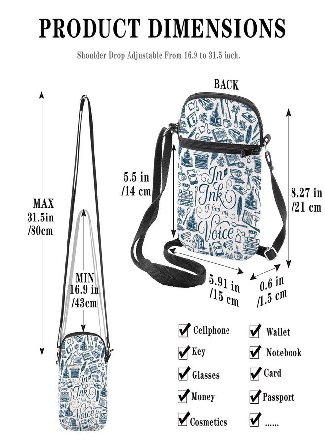 GJTIM Writing Writer Appreciation Gift Journalist Novelist Author Gift in Ink I Find My Voice Crossbody Bag for Writing Lover (in Ink CR) - Image 4