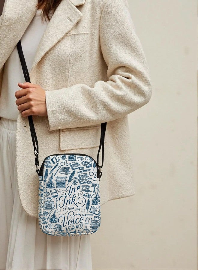 GJTIM Writing Writer Appreciation Gift Journalist Novelist Author Gift in Ink I Find My Voice Crossbody Bag for Writing Lover (in Ink CR) - Image 2