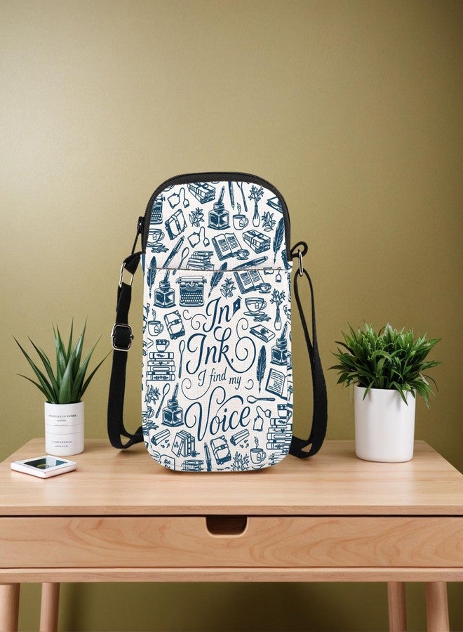 GJTIM Writing Writer Appreciation Gift Journalist Novelist Author Gift in Ink I Find My Voice Crossbody Bag for Writing Lover (in Ink CR) - Image 3