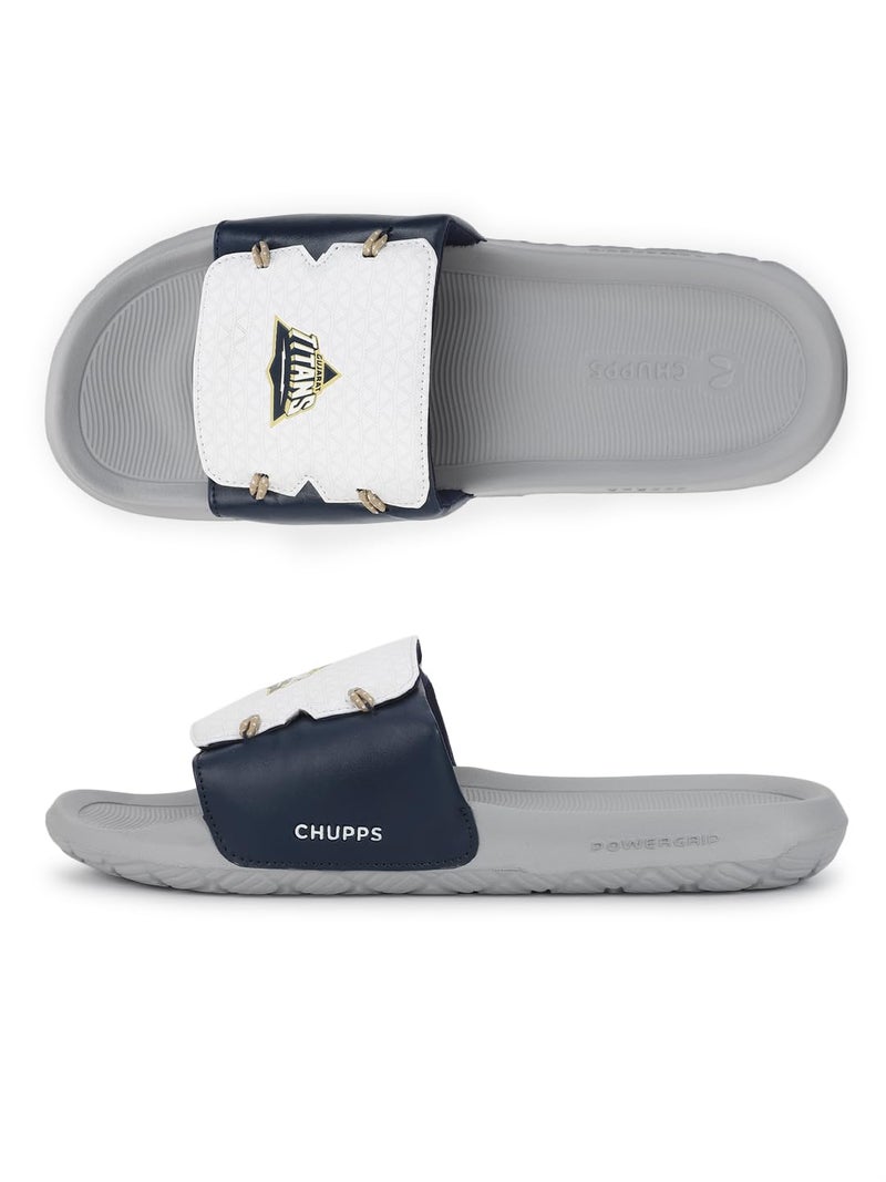 CHUPPS Gt Brave White Navy Drift Orthopedic Slippers | Soft Footpharma Footbed | Breathable Ventilation Holes | Lightweight Flip Flops | Anti-Skid Chappals for Everyday For Mens - Image 3