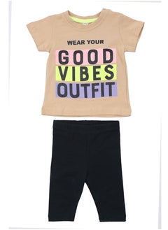 Infant Textured T-Shirt & Leggings Set in Brown
