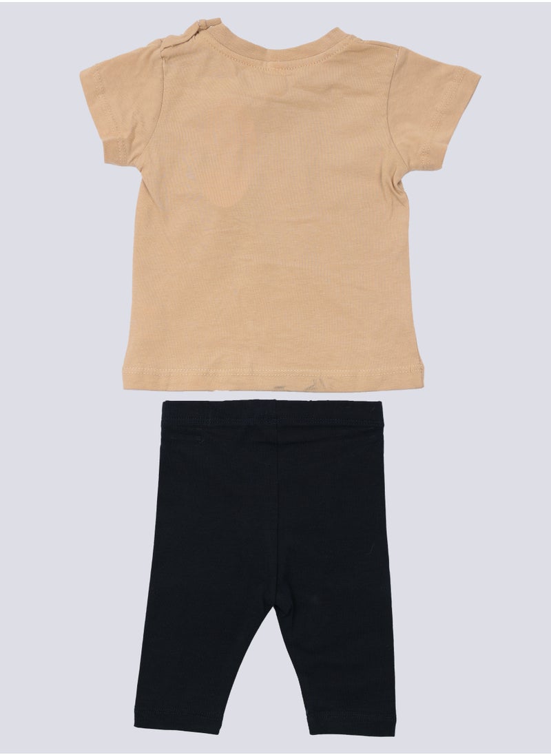 Generic - Infant Textured T-Shirt & Leggings Set in Brown - Image 1