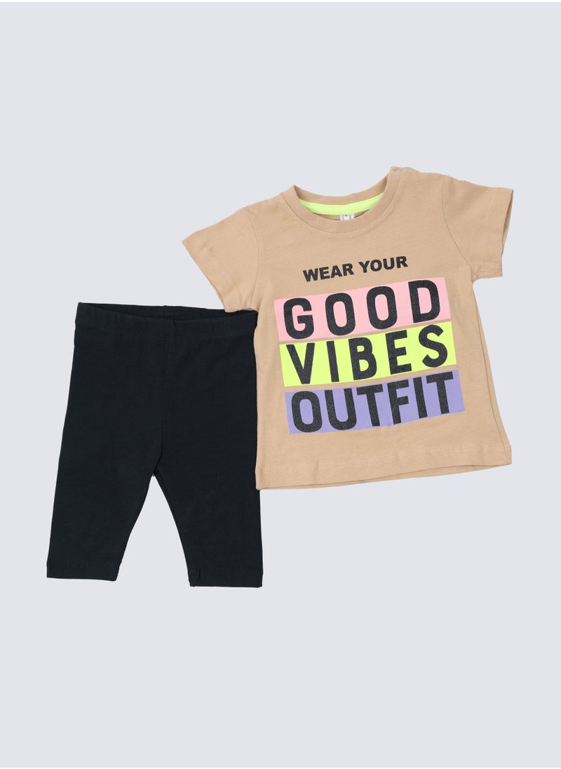 Generic - Infant Textured T-Shirt & Leggings Set in Brown - Image 1