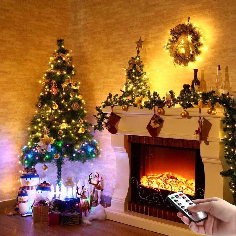 BXROIU 2 x Fairy Lights Battery Operated,Silver Wire Chains 8 Mode 16Ft/5Meter 50 LEDs Timer String Lights with Remote Control for Bedroom Christmas Party Wedding Decoration(Warm White) - Image 3