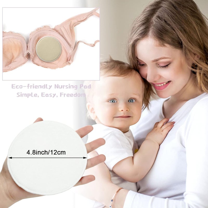 Sosation 30 Pcs Reusable Breast Pads Bamboo Nursing Pads with Wet and Laundry Bag Floral Nipple Favor Breastfeeding Mom GiftFresh Pattern - Image 3