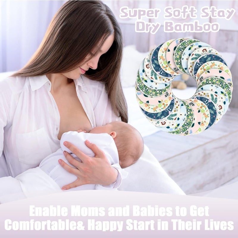 Sosation 30 Pcs Reusable Breast Pads Bamboo Nursing Pads with Wet and Laundry Bag Floral Nipple Favor Breastfeeding Mom GiftFresh Pattern - Image 5