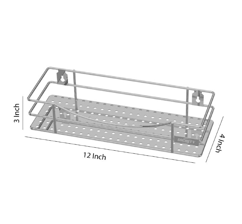 BBD Kitchen Shop Stainless Steel Bathrooteel MultiPurpose Wire Shelf 12 Inch Bathroom RackPerfume RackShampoo Rack Silver 12 Inch Plate - Image 2
