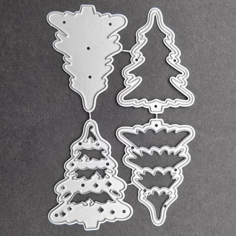 hinana 4pcs/Set Christmas Tree Metal Die Cuts,Merry Christmas Tree Cutting Dies Cut Stencils for DIY Scrapbooking Photo Decorative Embossing Paper Dies for Scrapbooking Card Making - Image 4