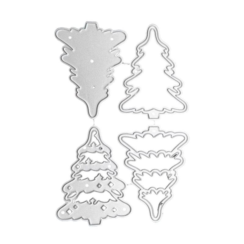 hinana 4pcs/Set Christmas Tree Metal Die Cuts,Merry Christmas Tree Cutting Dies Cut Stencils for DIY Scrapbooking Photo Decorative Embossing Paper Dies for Scrapbooking Card Making - Image 2
