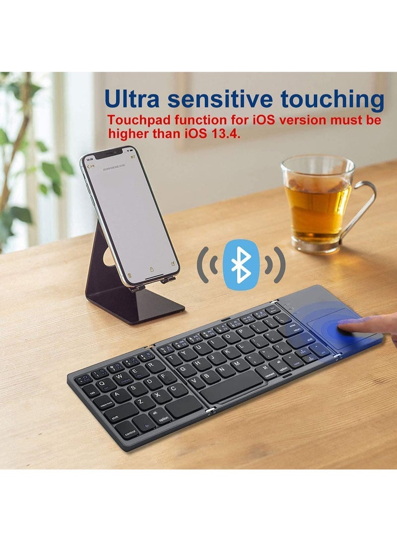 ELTRAZONE Foldable Bluetooth Keyboard, Pocket Size Portable Mini BT Wireless Keyboard with Touchpad Fit for Android, Windows, PC, Tablet, with Rechargeable Li-ion Battery - Image 2
