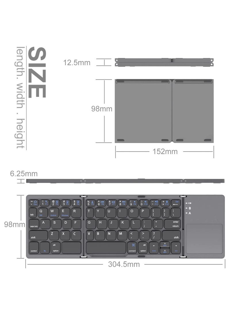 ELTRAZONE Foldable Bluetooth Keyboard, Pocket Size Portable Mini BT Wireless Keyboard with Touchpad Fit for Android, Windows, PC, Tablet, with Rechargeable Li-ion Battery - Image 5