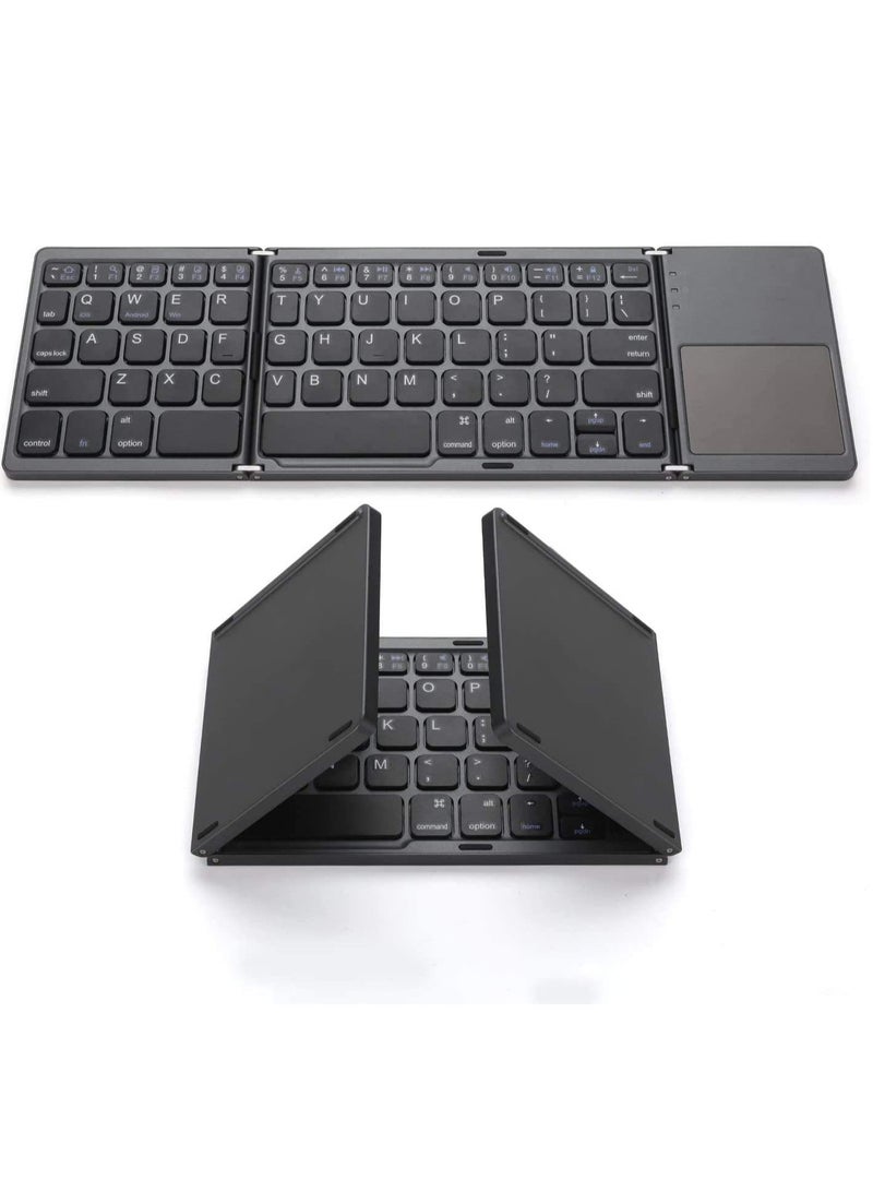 ELTRAZONE Foldable Bluetooth Keyboard, Pocket Size Portable Mini BT Wireless Keyboard with Touchpad Fit for Android, Windows, PC, Tablet, with Rechargeable Li-ion Battery - Image 1