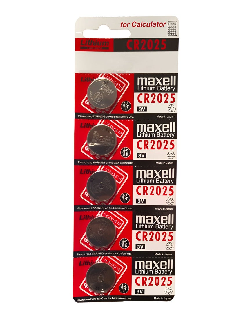 Maxell 5 Pcs CR2025 3V Lithium Battery