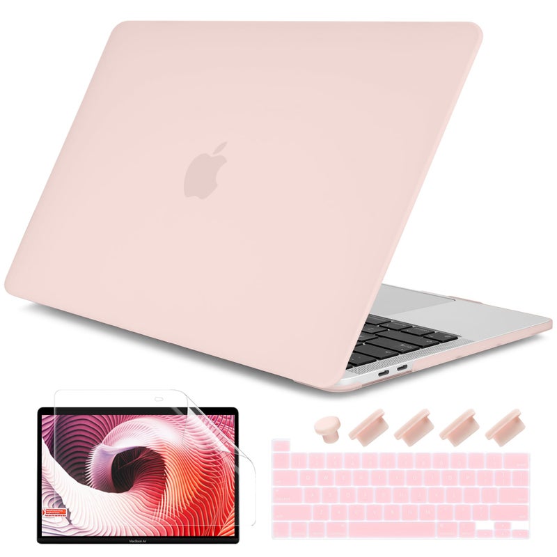 DONGKE حافظة DONGKE لجهاز MacBook Pro مقاس 13 بوصة 2023 2022 2021 2020 إصدار: A2338 M2/M1 A2289 A2251 مع شريط اللمس و Touch ID، غلاف بلاستيكي صلب غير لامع وغطاء لوحة المفاتيح، وردي طباشيري - Image 1