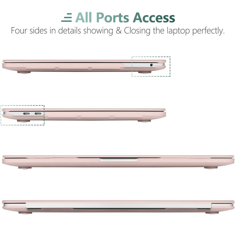 DONGKE حافظة DONGKE لجهاز MacBook Pro مقاس 13 بوصة 2023 2022 2021 2020 إصدار: A2338 M2/M1 A2289 A2251 مع شريط اللمس و Touch ID، غلاف بلاستيكي صلب غير لامع وغطاء لوحة المفاتيح، وردي طباشيري - Image 4