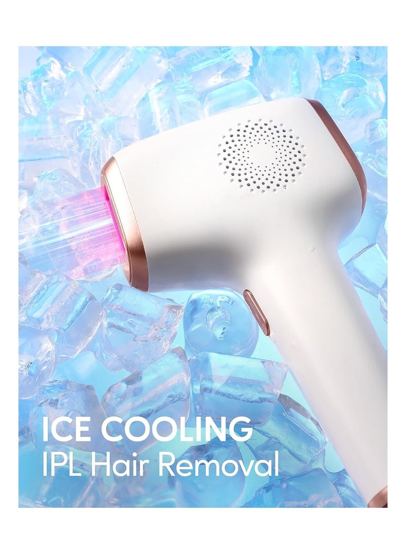 انزا إزالة الشعر بتقنية IPL مع وظيفة العناية بالتبريد بالثلج للنساء، نتائج تدوم طويلاً، 999,999 ومضة، مزيل شعر بتقنية IPL بدون ألم، جهاز إزالة الشعر للإبطين والساقين والذراعين وخط البكيني - Image 3
