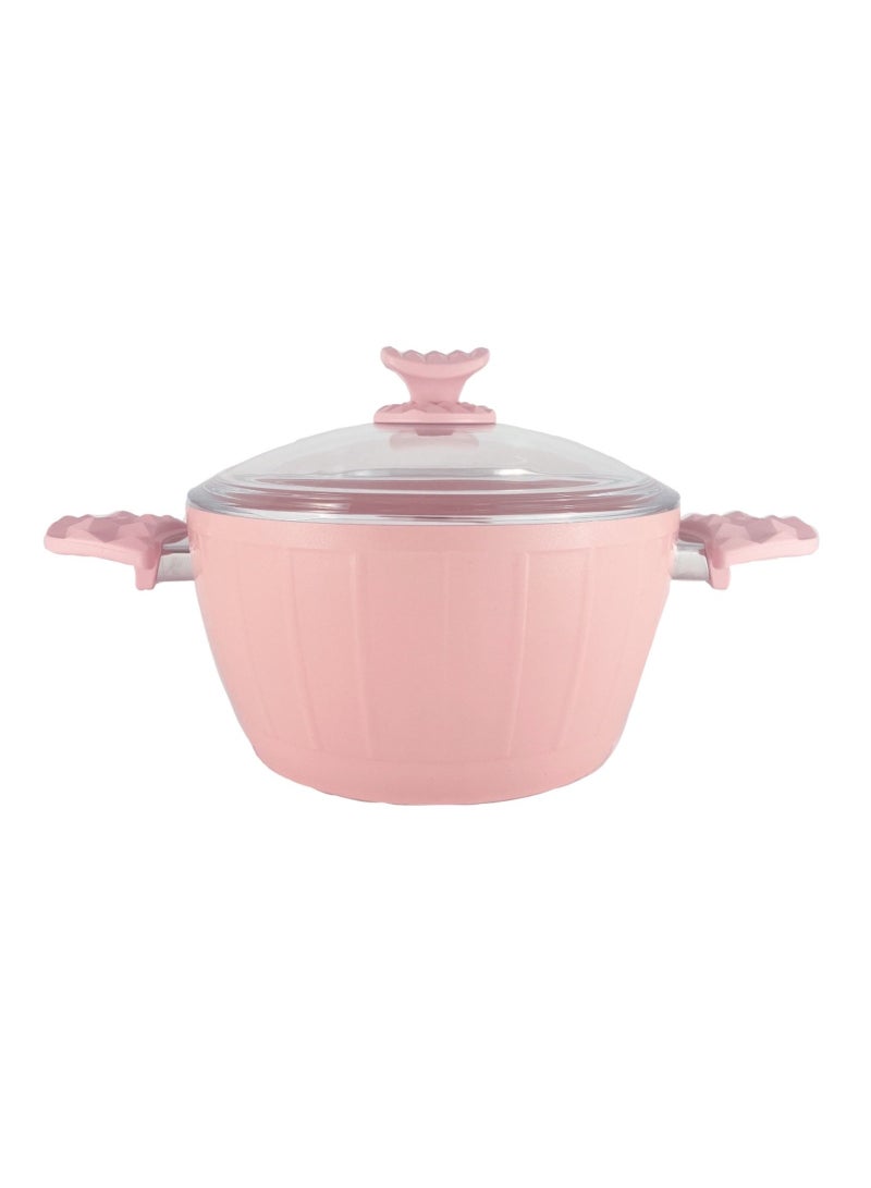 Homemaker 7-Piece Farah Cookware Set - Tempered Glass Lids - 2 Deep Pots - 1 Low Pot - 1 Frypan - Non-Stick Ceramic Surface - PFOA Free - Pink - Image 5