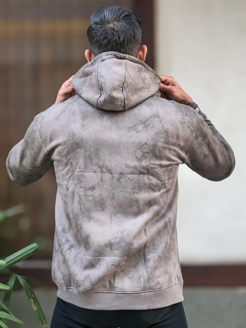 Maniac  Maniac Mens Spatter Spray Printed Round Neck Zipper Full Sleeve Dark Grey Loopnet Sweatshirt for Men | Best Price UAE