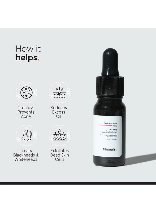 MINIMALIST سيروم حمض الساليسيليك 2% بتصميم بسيط لعلاج حب الشباب والرؤوس السوداء والمسام المفتوحة | يقلل من الزيوت الزائدة وملمس البشرة غير المستوي | مقشر يعتمد على BHA للبشرة المعرضة لحب الشباب أو الدهنية | 10 مل - Image 3
