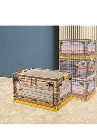 Foldable Storage Box with Lids, 85L Stackable Storage Boxes with Wheels, Storage Container Crate, side Open Transparent Door for Home, Office, Bedroom (Extra large, Mango Yellow) - pzsku/ZCA92F03A02E3A1A95882Z/45/_/1733973823/ecf70492-1852-4003-87c0-5c5ae2a5b512