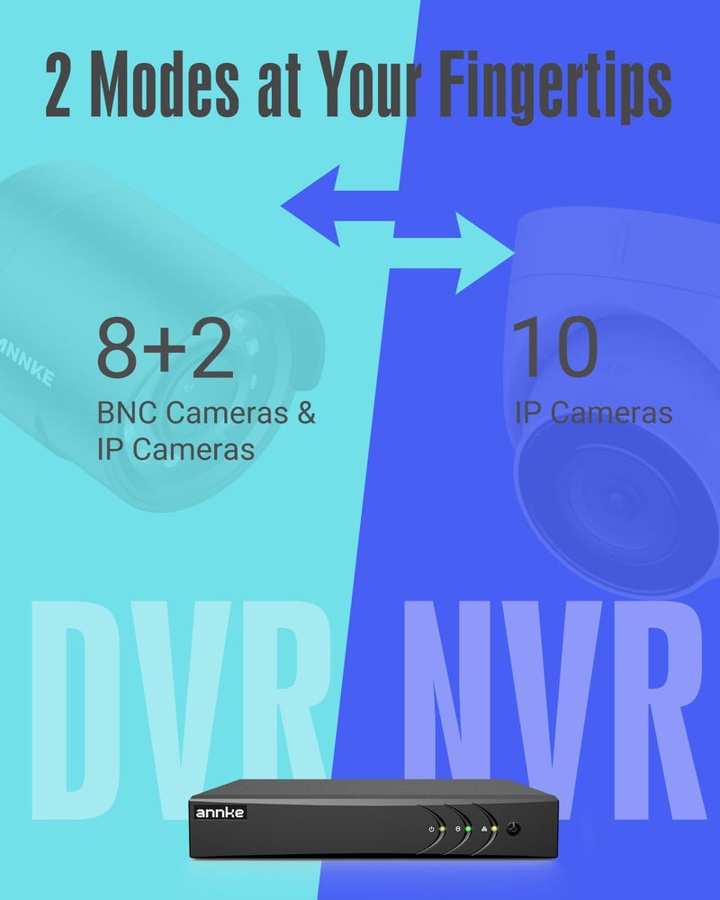 ANNKE 3K Lite H.265+ Security DVR Recorder with AI Human/Vehicle Detection, 8CH Hybrid 5-in-1 CCTV DVR for Surveillance Camera, Supports 8CH Analog and 2CH IP Cameras, Remote Access (No Hard Drive) - Image 3