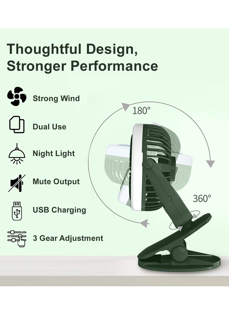 TEKNUM 2 - In - 1 Stroller Usb Charging Fan With Light - Green - Image 2