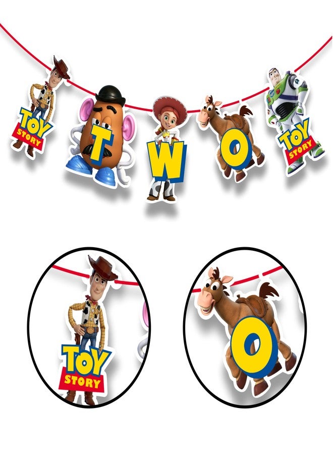 Seyal "Toy Stry Two Banner - Cartoon Inspired Happy Birthday Party Decoration - Colorful Birthday Banner - Perfect for Second Birthday Parties, Cake Smash, Family Gatherings, and Toy Stry Themed Celebrations" - Image 2