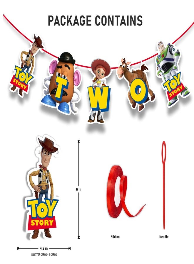 Seyal "Toy Stry Two Banner - Cartoon Inspired Happy Birthday Party Decoration - Colorful Birthday Banner - Perfect for Second Birthday Parties, Cake Smash, Family Gatherings, and Toy Stry Themed Celebrations" - Image 3