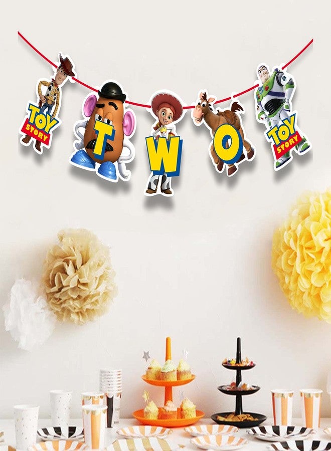 Seyal "Toy Stry Two Banner - Cartoon Inspired Happy Birthday Party Decoration - Colorful Birthday Banner - Perfect for Second Birthday Parties, Cake Smash, Family Gatherings, and Toy Stry Themed Celebrations" - Image 4