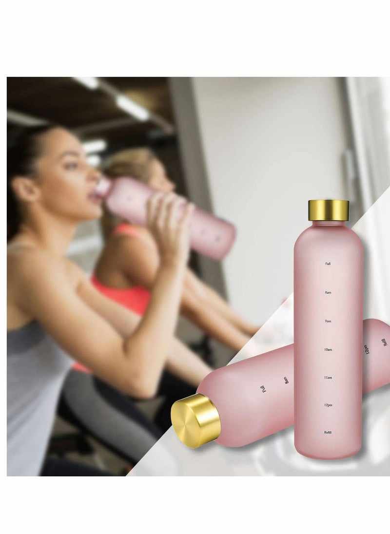 Y&D - Water Bottle with Time Marker, 32oz 1 Liter, BPA Free Frosted Plastic, Portable Reusable Fitness Sport - Image 1