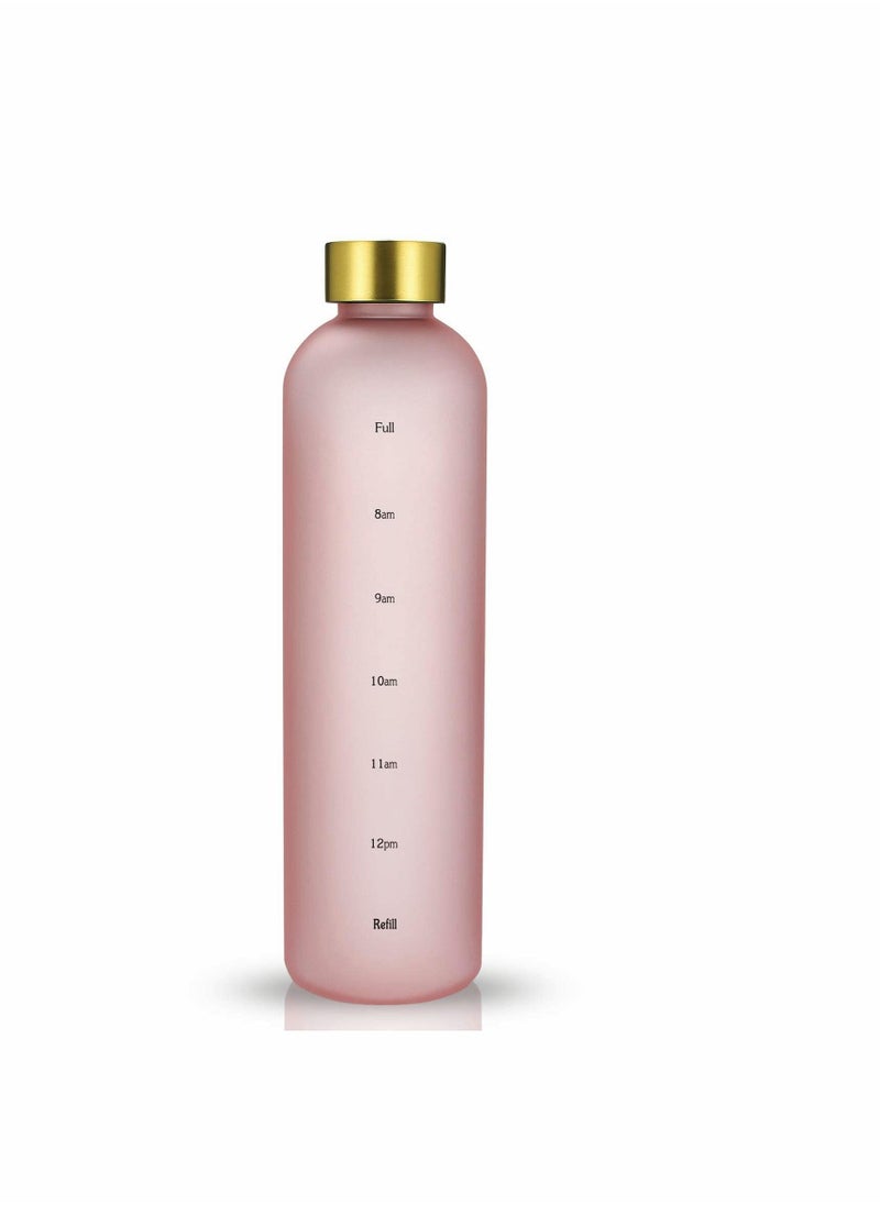 Y&D - Water Bottle with Time Marker, 32oz 1 Liter, BPA Free Frosted Plastic, Portable Reusable Fitness Sport - Image 1