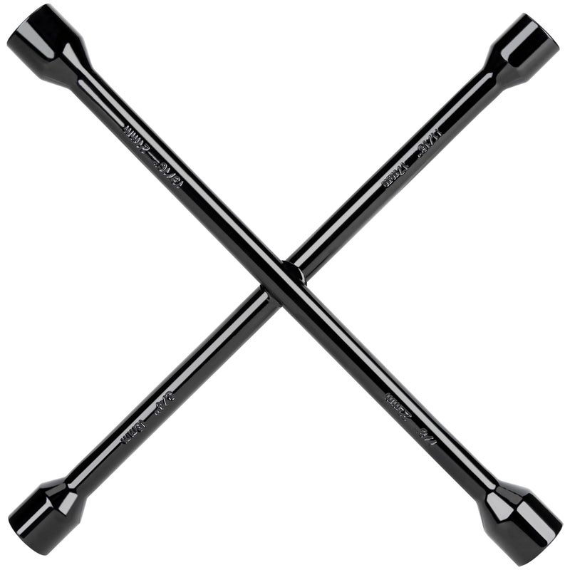 CARTMAN Professional 14 Inch Universal Heavy Duty Lug Wrench 4 Way Tire Iron Wrench, Black - Image 1