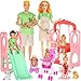 ebuddy Family Dolls Playset with Slide Swing and Baby Stroller  7 People Pets  Accessories for 312 Years Old Toddler Gift - Image 2