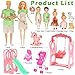 ebuddy Family Dolls Playset with Slide Swing and Baby Stroller  7 People Pets  Accessories for 312 Years Old Toddler Gift - Image 4