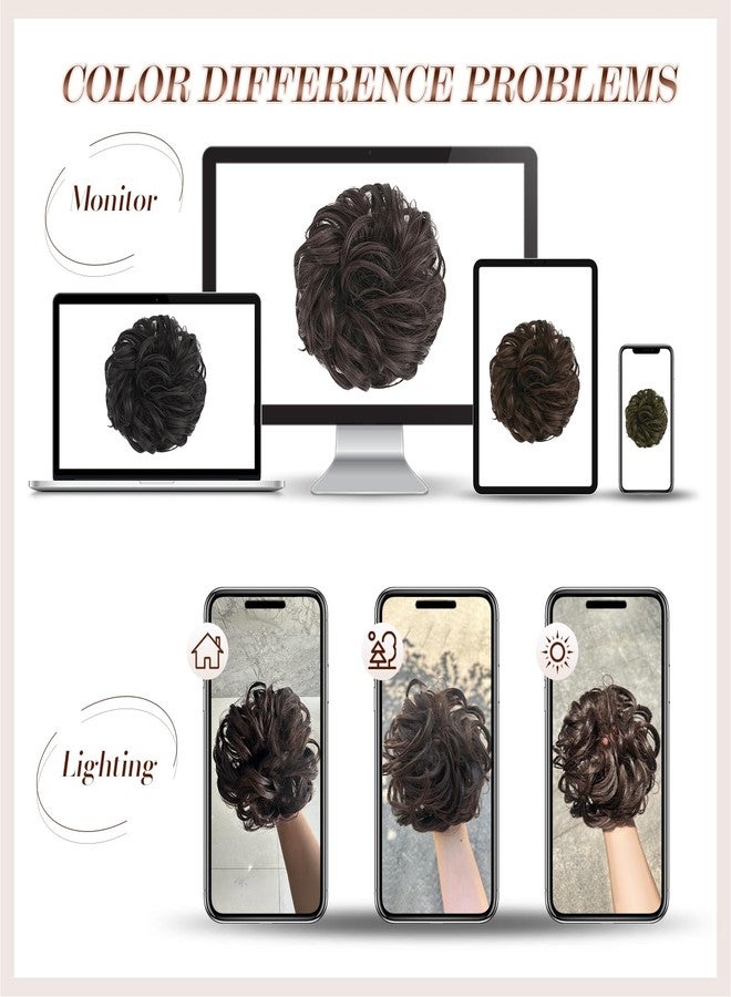 فيشبن قطعة شعر فيشفين مع شريط مطاطي، قطعة شعر على شكل كعكة، ربطة شعر مع شعر، وصلات شعر صناعية على شكل كعكة شعر مجعدة، قطع شعر ذيل حصان للنساء والفتيات، 12H613A.26# 55 غرام - Image 5