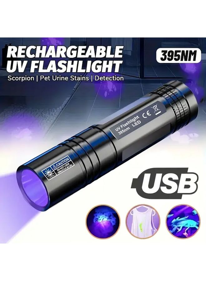 USB Rechargeable 395nm UV Flashlight 3 Modes Pet Urine Stain Detector Scorpion Resin Curing - Image 2