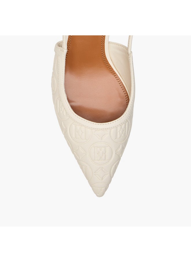 ELLE Women's Monogram Detail Shoes with Buckle Closure and Stiletto Heels  - Image 4