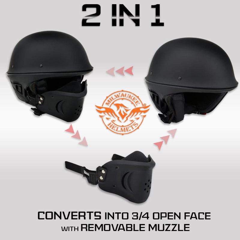 Milwaukee Helmets Open Face 3/4 Motorcycle Biker Rider Helmets MPH98XX - Small - Image 2