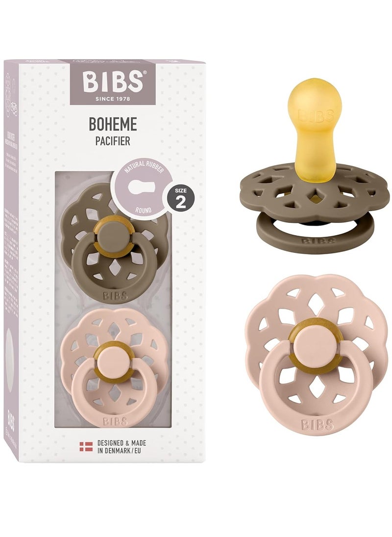 BIBS Pacifier Boheme 2 PACK Latex Size 2 Dark Oak/Blush  - Image 1