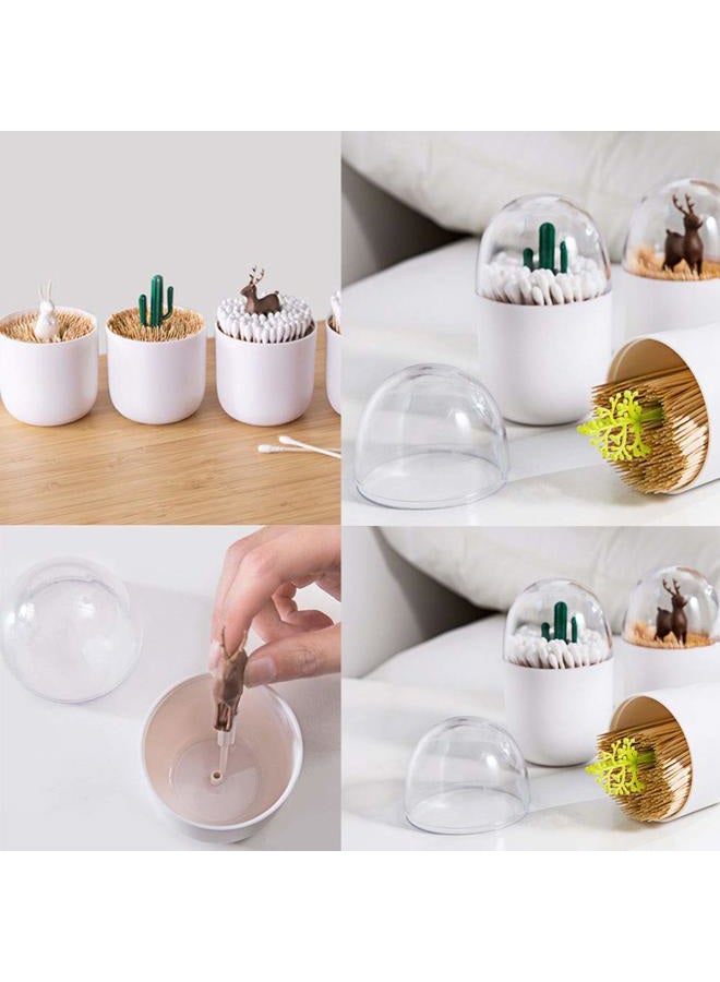 HomDSim 2 Pack Creative Cotton Swab Holder,Cotton Bud Small Q-Tips Toothpicks Brushes Holder Box Case Storage Organizer Jar with Clear Lid Dustproof Cover One Size YUKKKSHD9042CE - Image 2