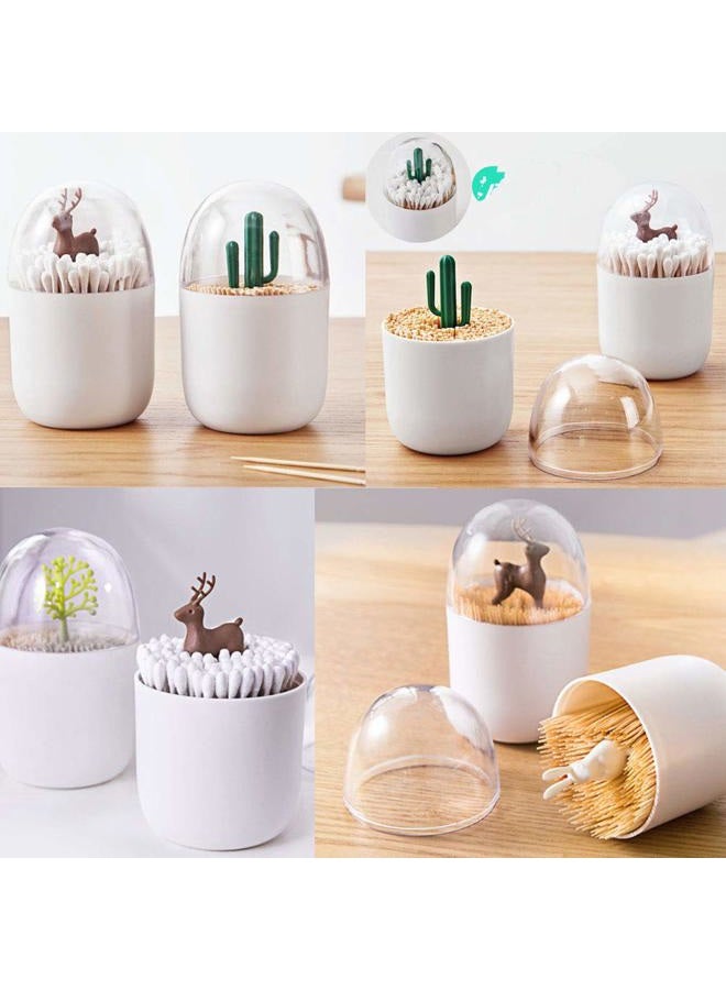 HomDSim 2 Pack Creative Cotton Swab Holder,Cotton Bud Small Q-Tips Toothpicks Brushes Holder Box Case Storage Organizer Jar with Clear Lid Dustproof Cover One Size YUKKKSHD9042CE - Image 5