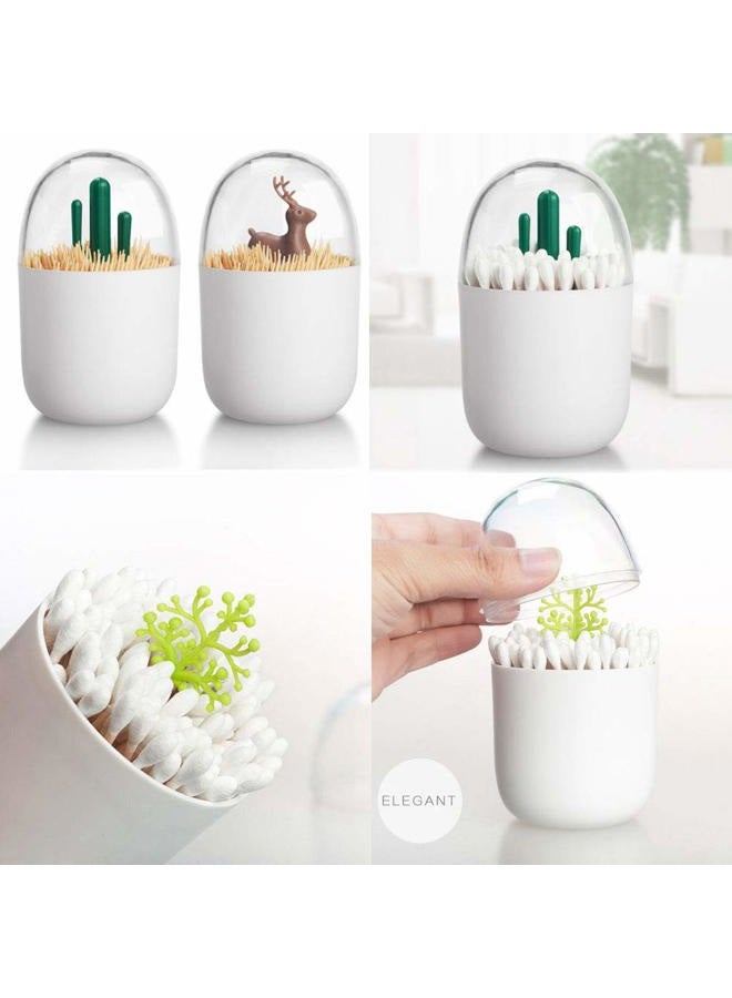 HomDSim 2 Pack Creative Cotton Swab Holder,Cotton Bud Small Q-Tips Toothpicks Brushes Holder Box Case Storage Organizer Jar with Clear Lid Dustproof Cover One Size YUKKKSHD9042CE - Image 4