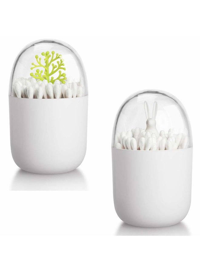 HomDSim 2 Pack Creative Cotton Swab Holder,Cotton Bud Small Q-Tips Toothpicks Brushes Holder Box Case Storage Organizer Jar with Clear Lid Dustproof Cover One Size YUKKKSHD9042CE - Image 1
