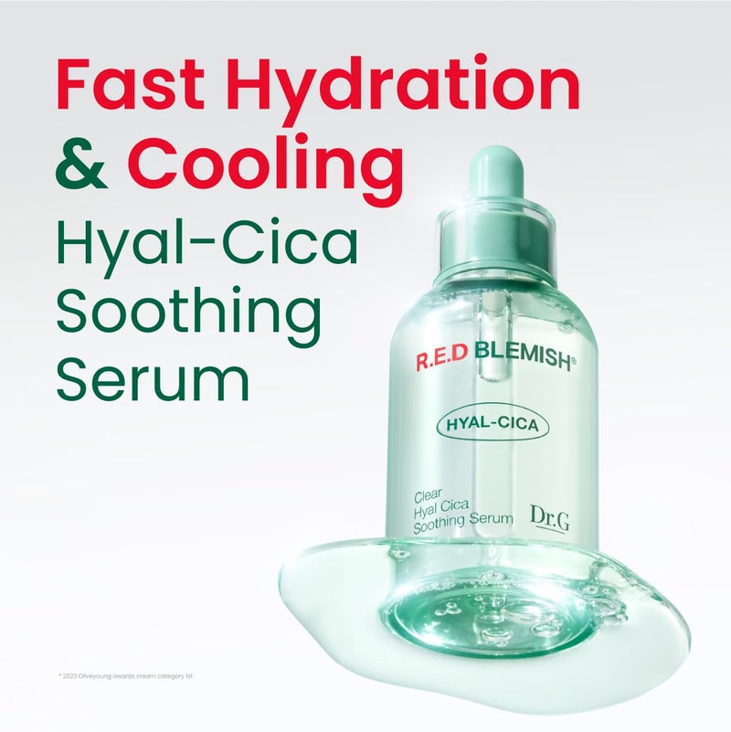 Dr. G R.E.D. Blemish Clear Hyal-Cica Soothing Serum - Korean Skincare - Long-Lasting, Hydrating Serum for All Skin Types - Cools Skin Temperature - Hyaluronic Acid & Centella Asiatica - 1.69 fl oz - Image 2